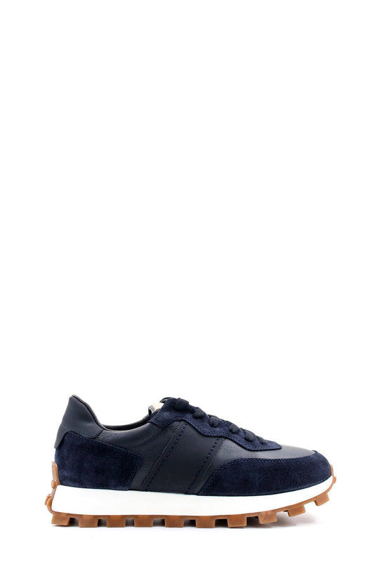 Men's Navy Blue Suede and Leather Casual Sneakers with White Sole - Wessi