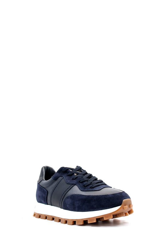 Men's Navy Blue Suede and Leather Casual Sneakers with White Sole - Wessi