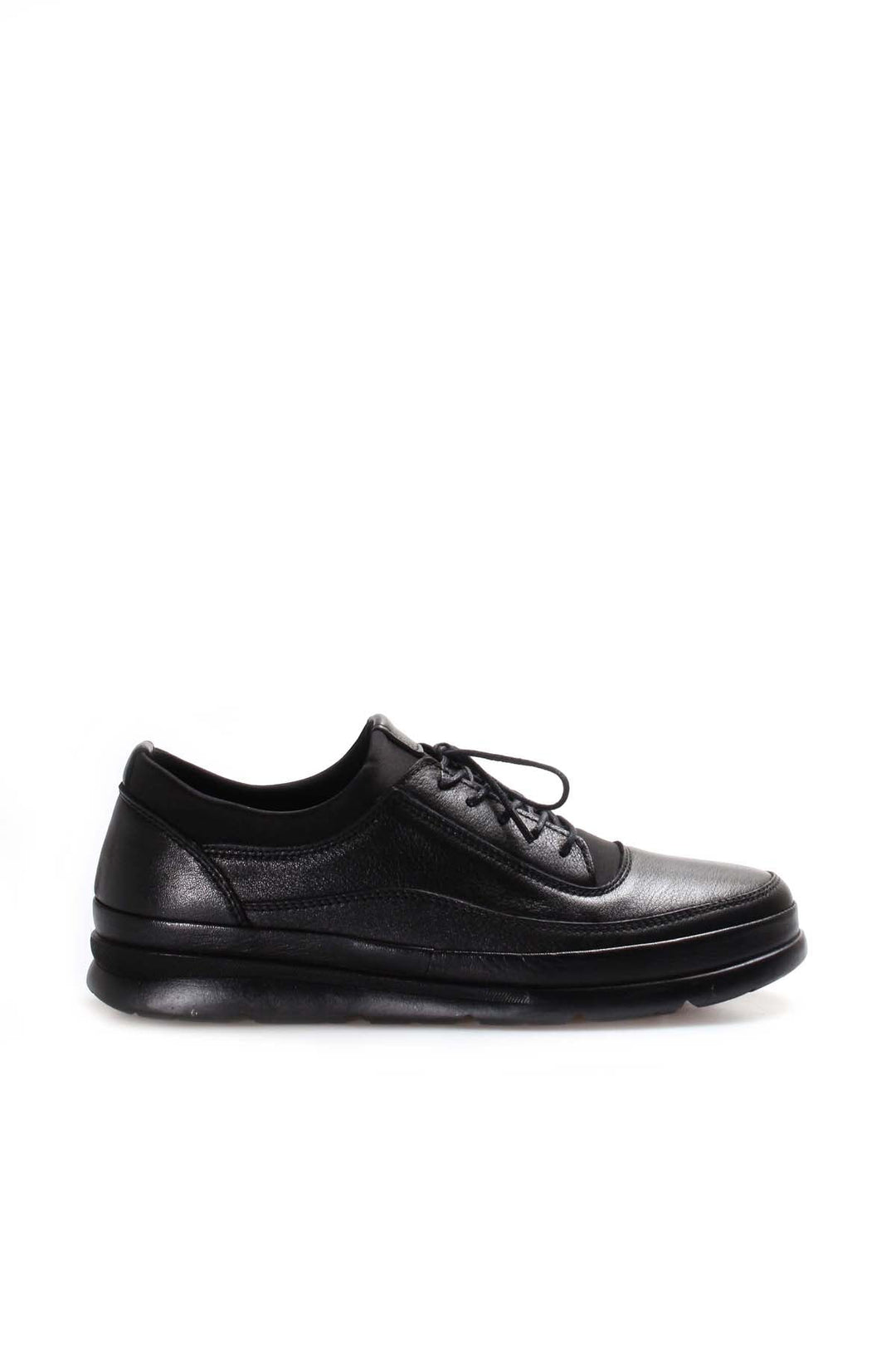Men's Black Leather Comfort Shoes-Wessi