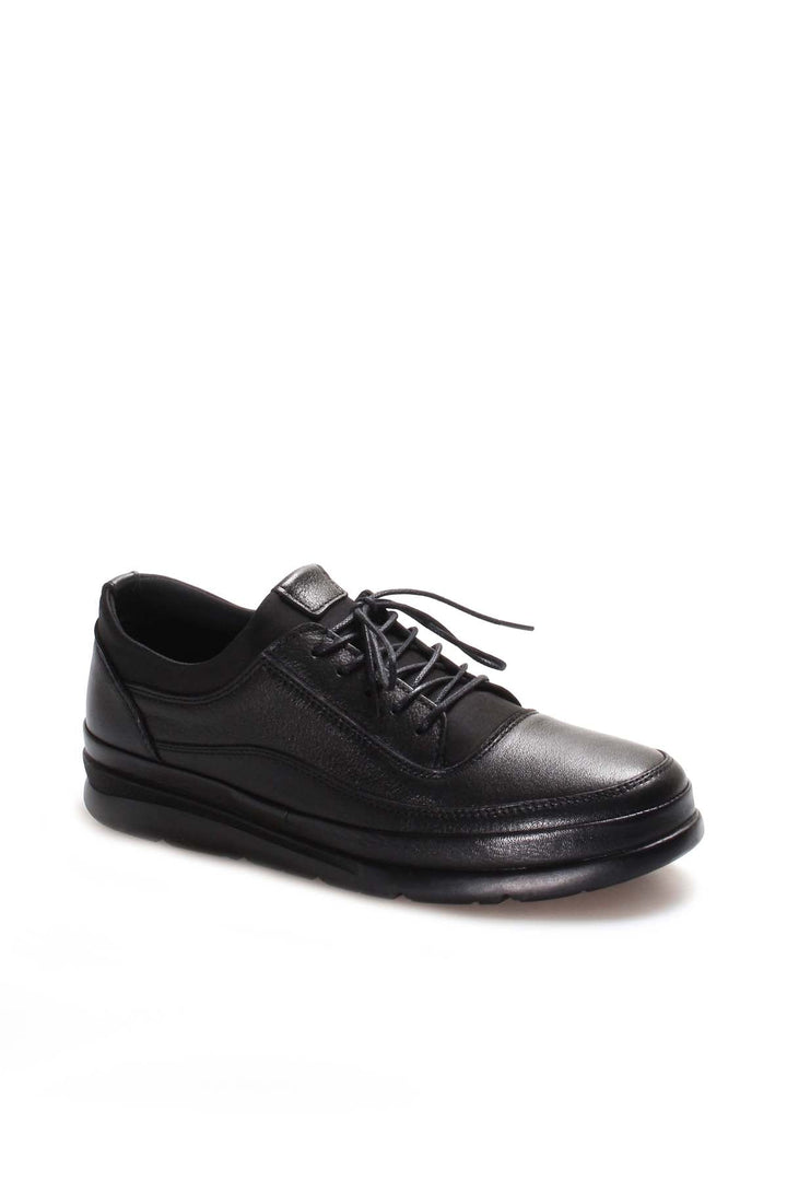 Men's Black Leather Comfort Shoes-Wessi