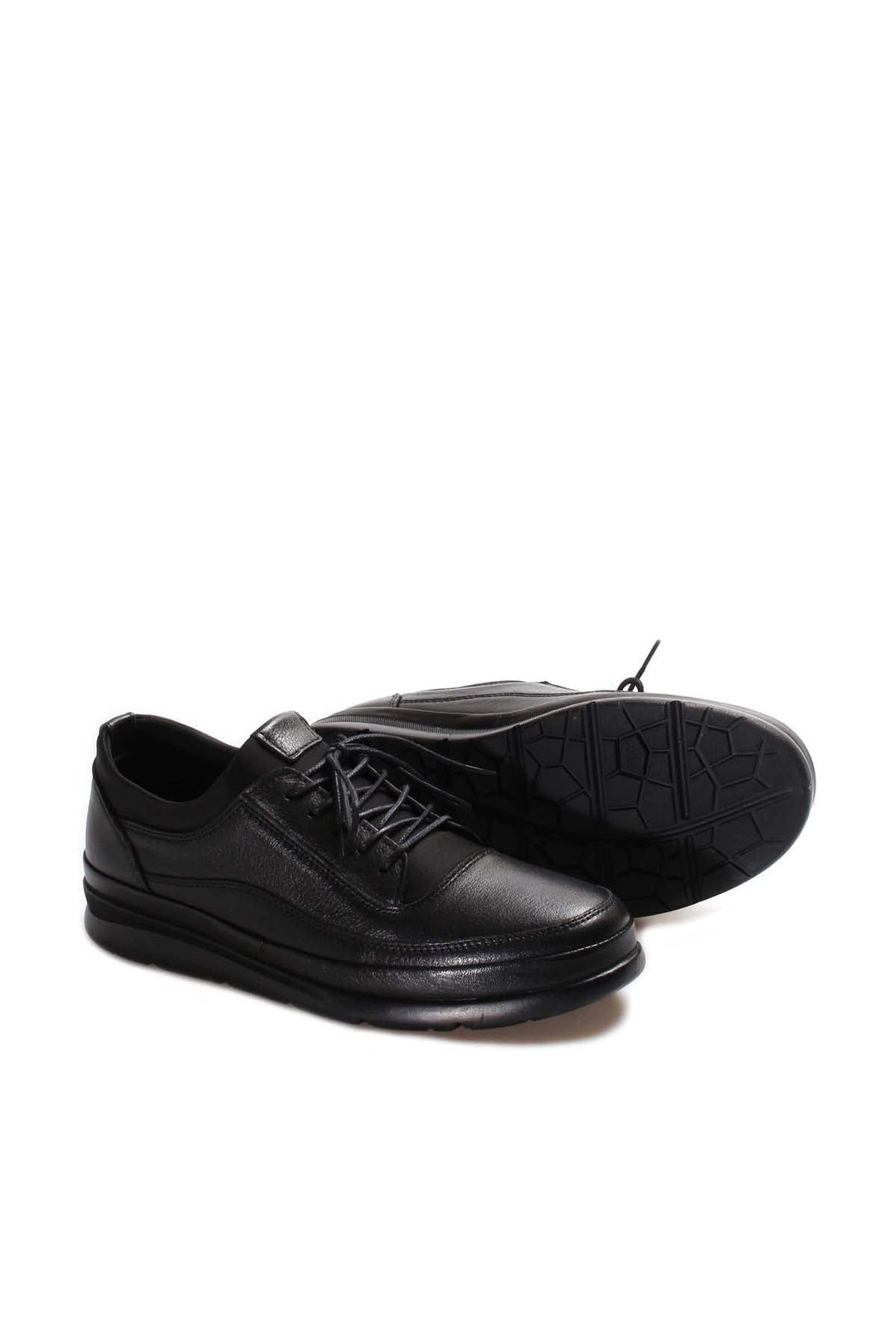 Men's Black Leather Comfort Shoes-Wessi