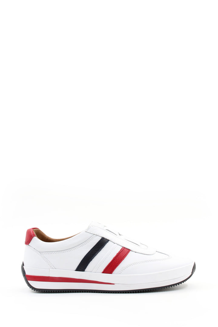 White Leather Striped Slip-On Sneakers Wessi