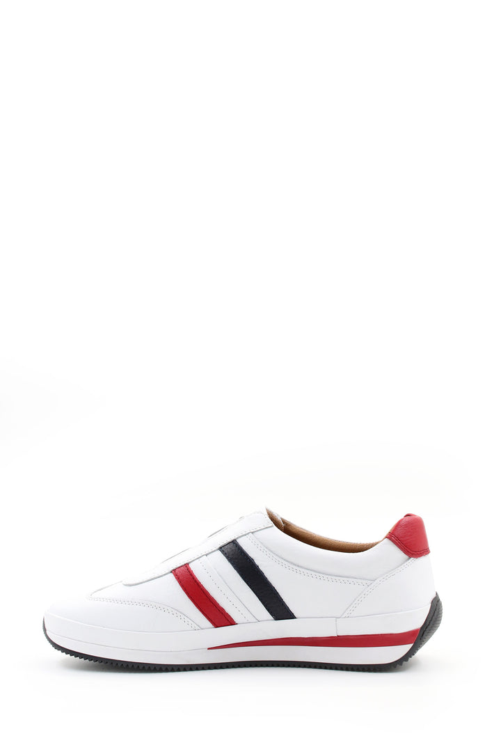 White Leather Striped Slip-On Sneakers Wessi