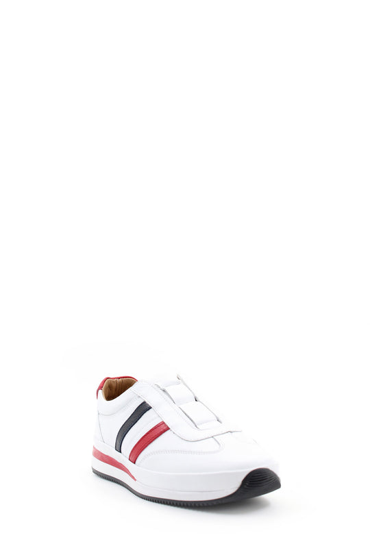White Leather Striped Slip-On Sneakers Wessi