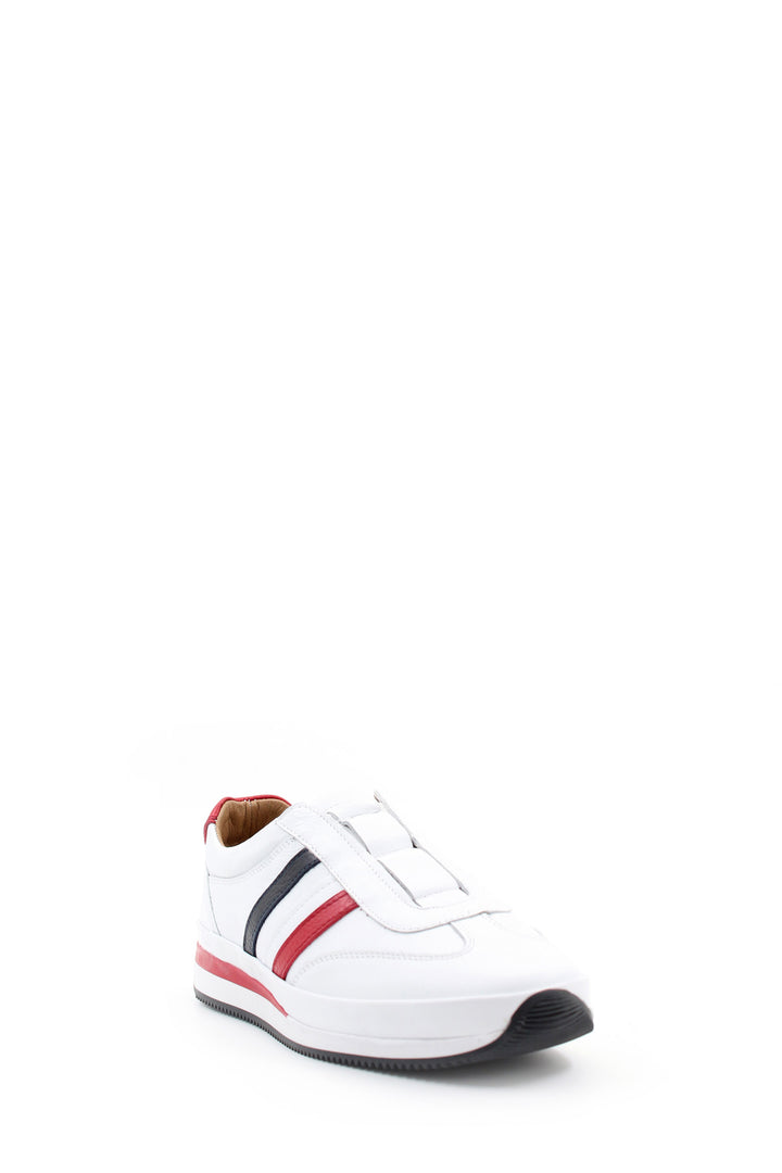 White Leather Striped Slip-On Sneakers Wessi