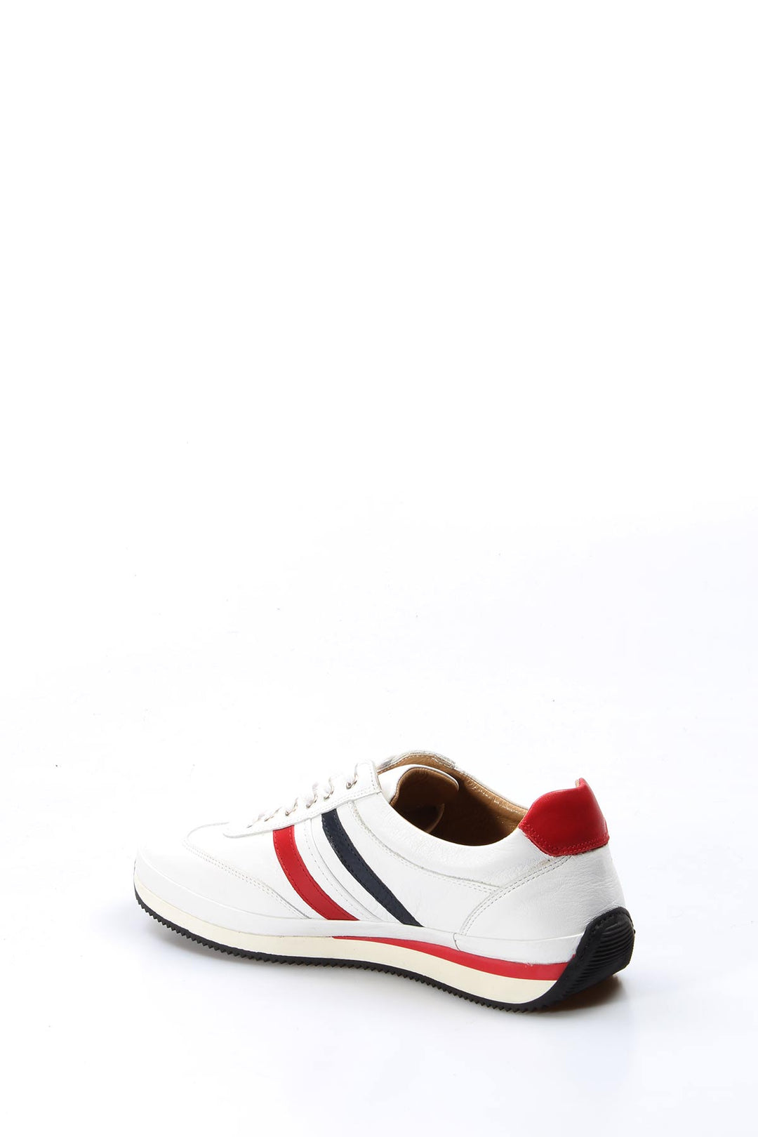 Baskets homme en cuir blanc à rayures rouges et marine - Wessi