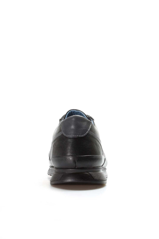 Men's Dark Brown Leather Sneakers with Burgundy Stripe - Wessi