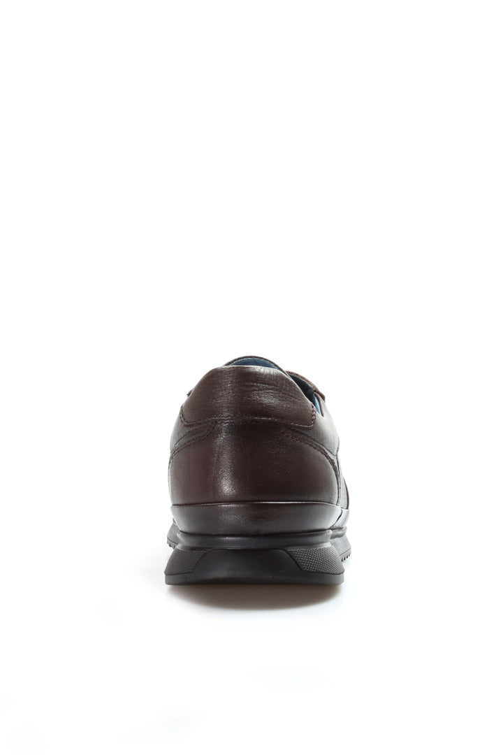 Men's Brown Leather Sneakers with Embossed Croc Texture - Wessi