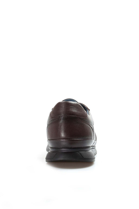 Men's Brown Leather Sneakers with Embossed Croc Texture - Wessi