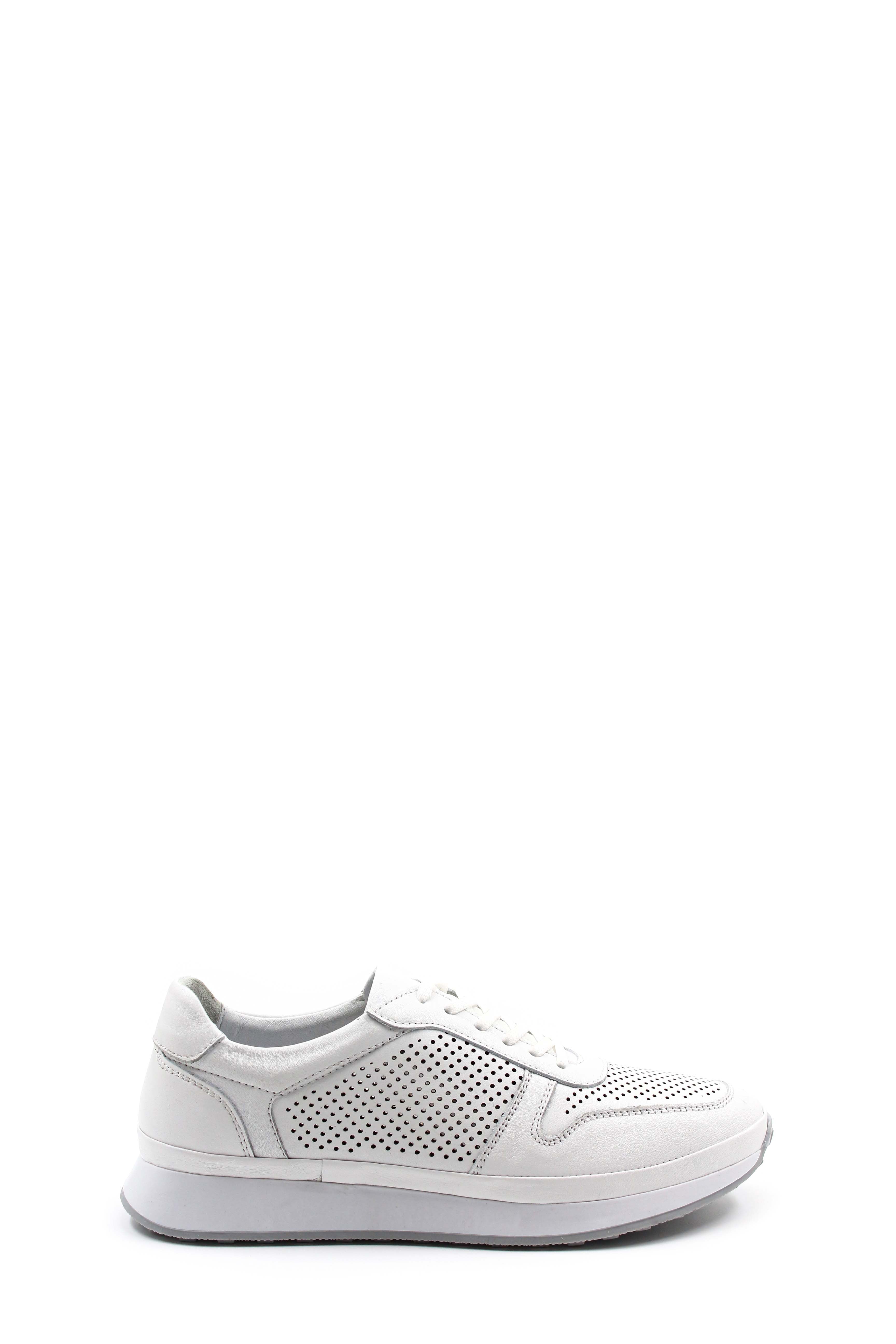 White perforated leather sneakers cheap