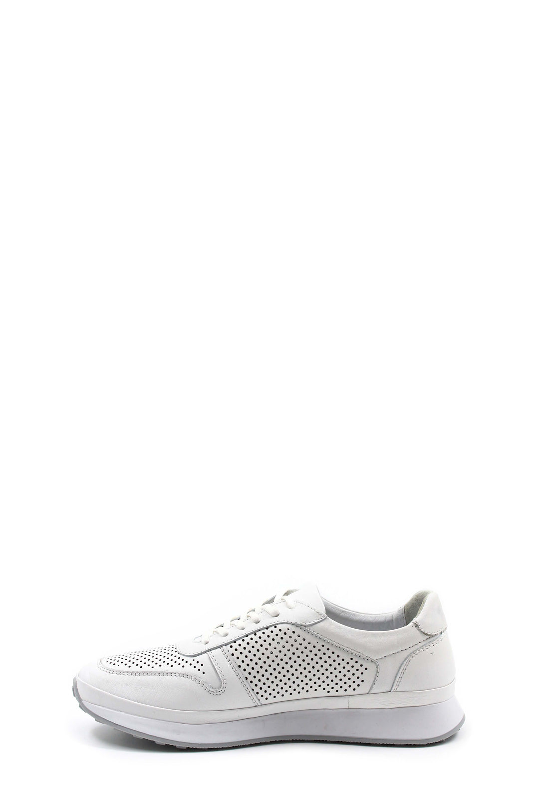 Men's White Perforated Leather Sneakers-Wessi