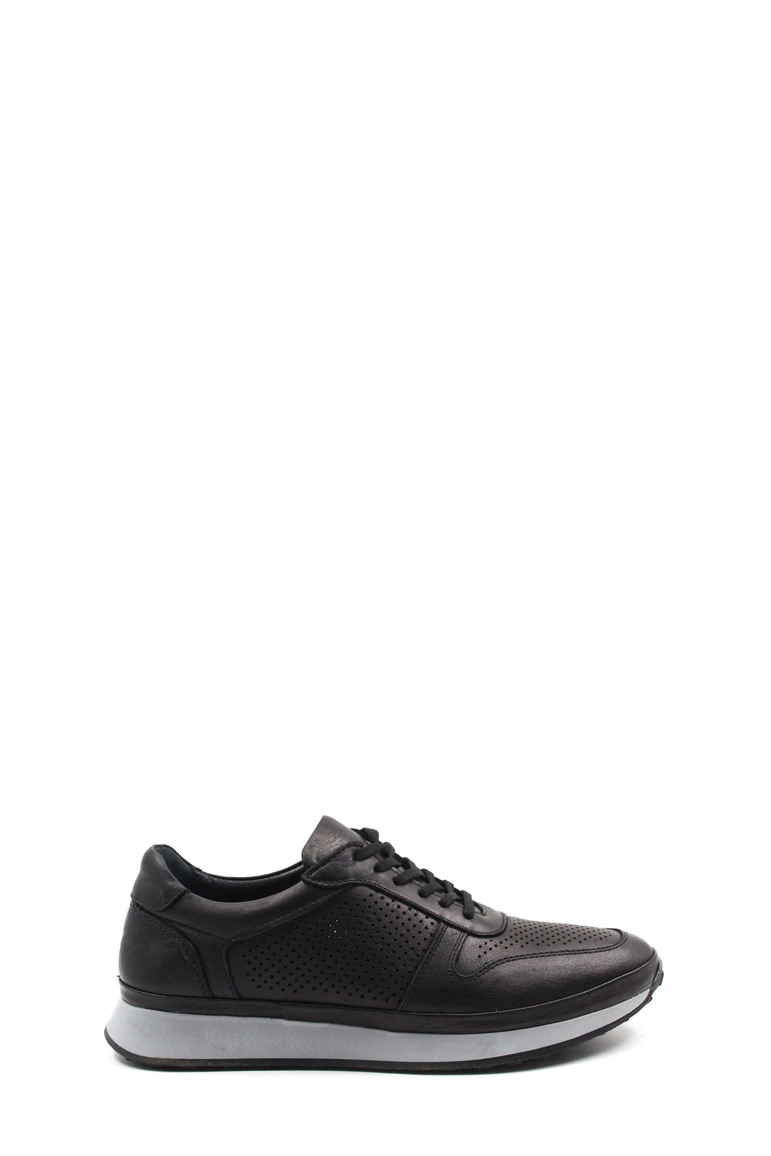 Sneakers da uomo in pelle traforata nera-Wessi