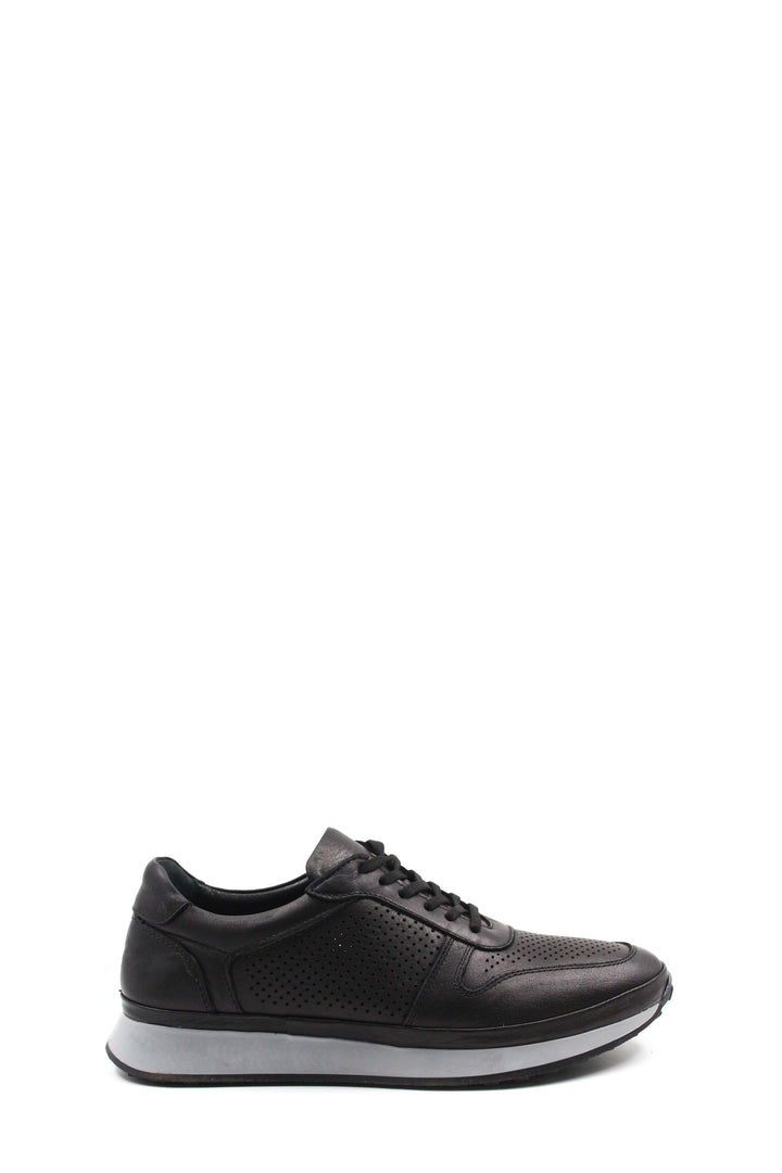 Sneakers da uomo in pelle traforata nera-Wessi