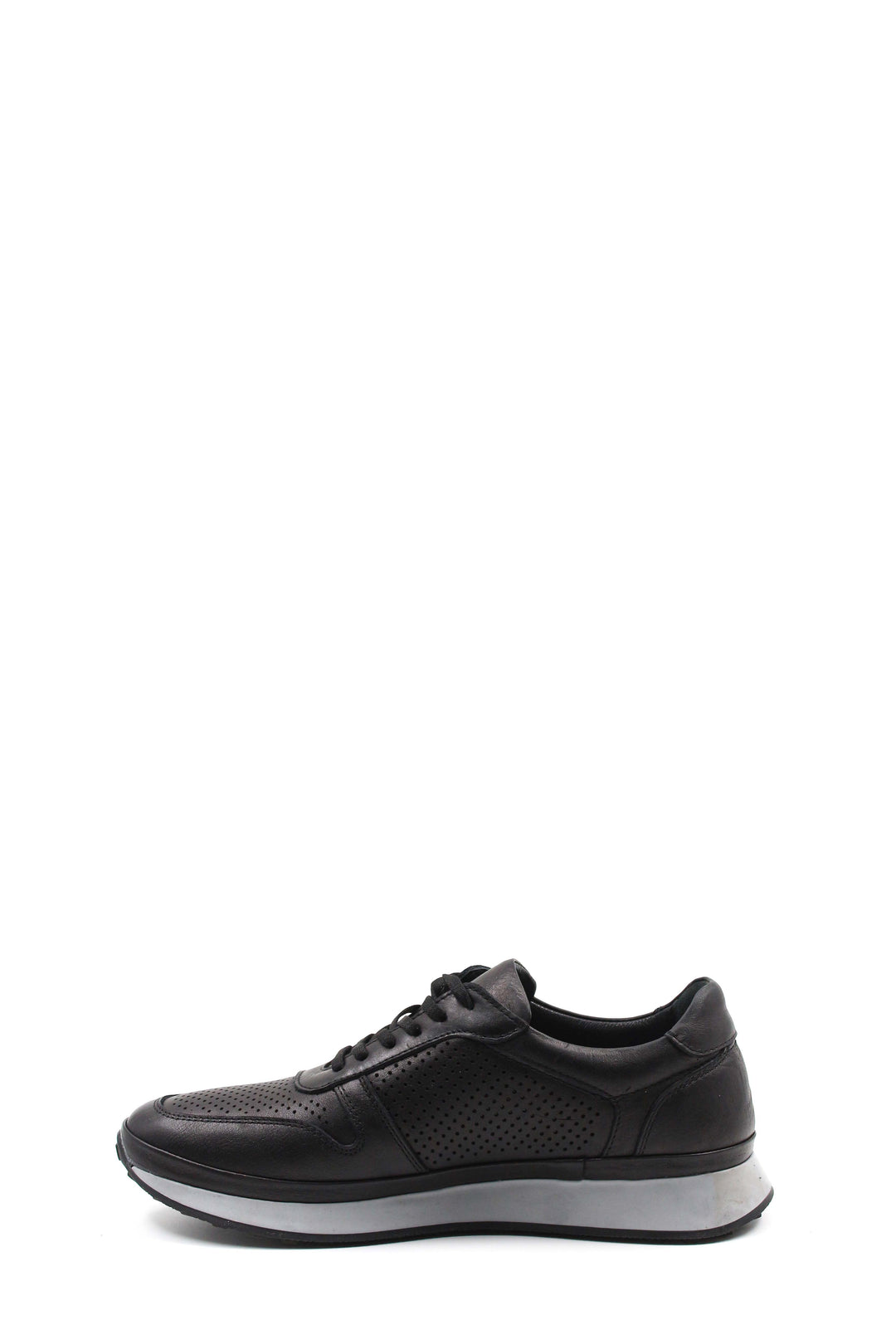 Sneakers da uomo in pelle traforata nera-Wessi