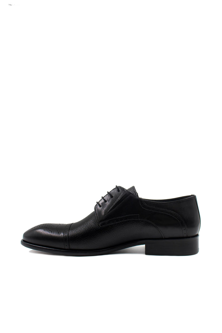 Chaussures Oxford pour Homme en Cuir Noir à Cap-Toe Perforé - Wessi