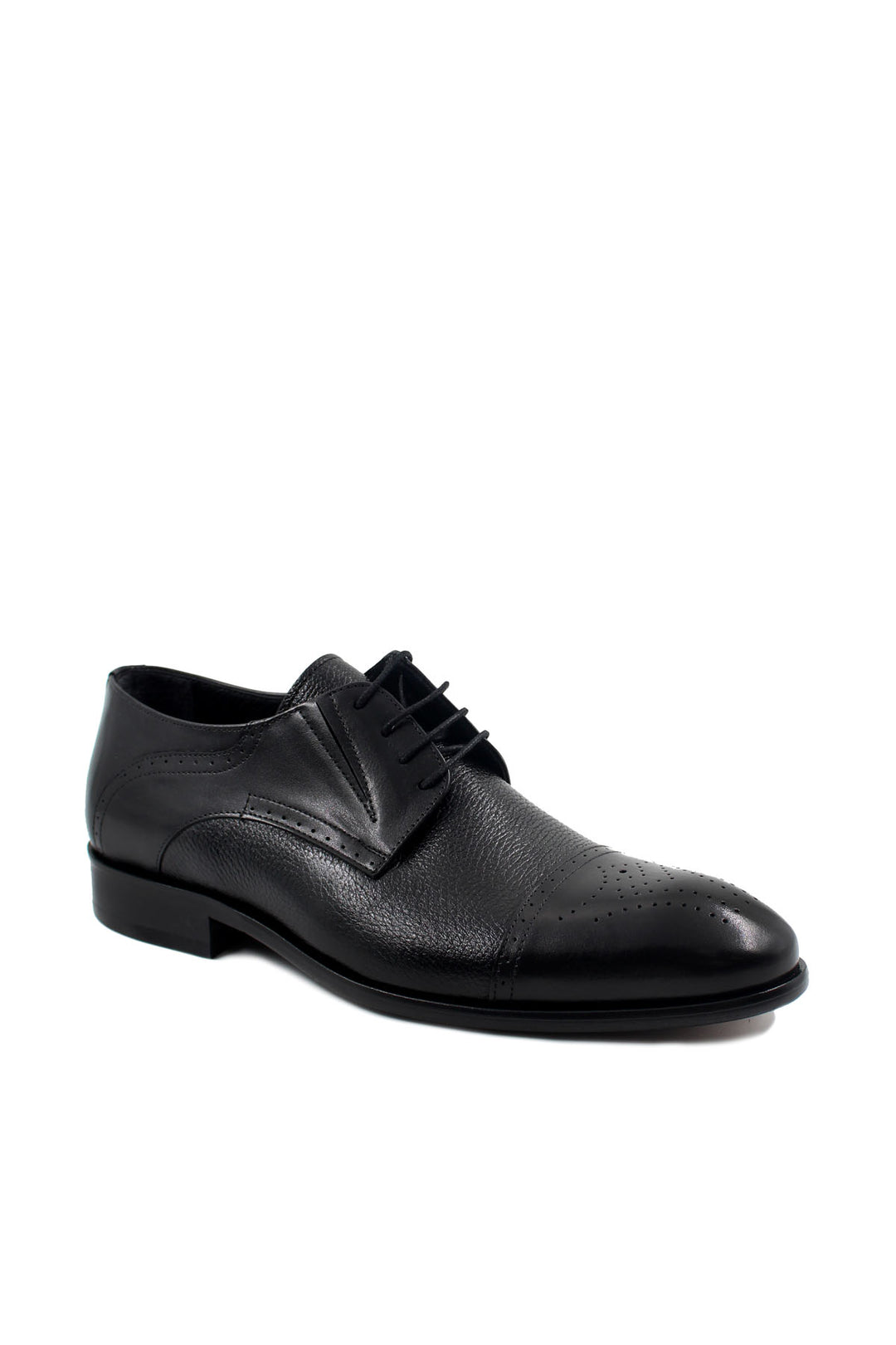 Chaussures Oxford pour Homme en Cuir Noir à Cap-Toe Perforé - Wessi