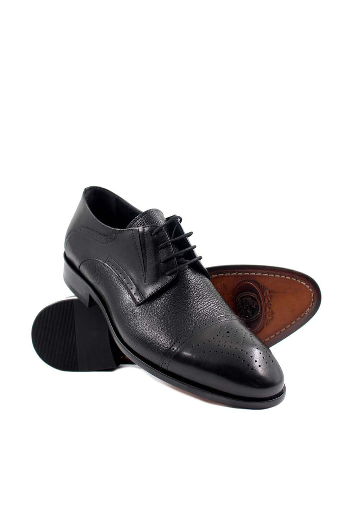 Chaussures Oxford pour Homme en Cuir Noir à Cap-Toe Perforé - Wessi