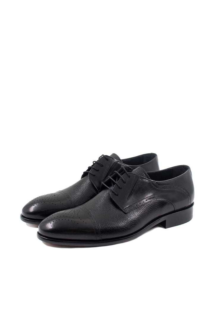 Chaussures Oxford pour Homme en Cuir Noir à Cap-Toe Perforé - Wessi
