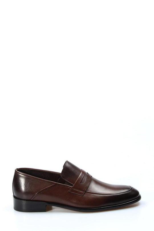Men's Classic Brown Penny Loafers with Sleek Leather Finish - Wessi