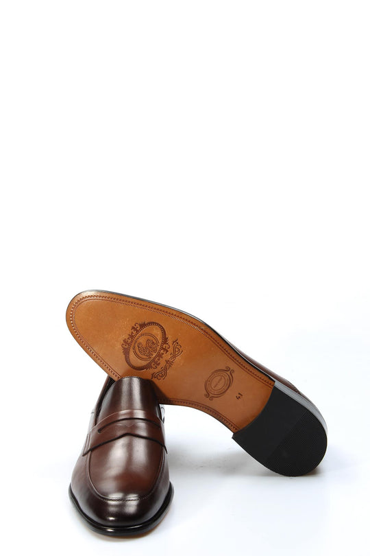 Men's Classic Brown Penny Loafers with Sleek Leather Finish - Wessi