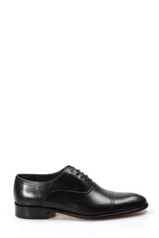 Chaussures habillées Oxford noires pour hommes avec détails richelieu - Wessi