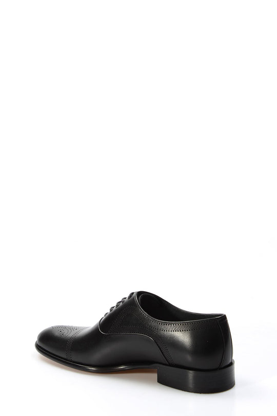 Chaussures habillées Oxford noires pour hommes avec détails richelieu - Wessi