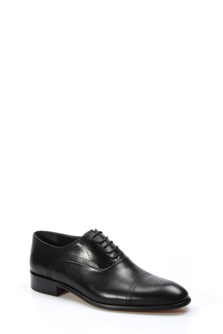 Men's Black Oxford Dress Shoes with Brogue Detailing - Wessi