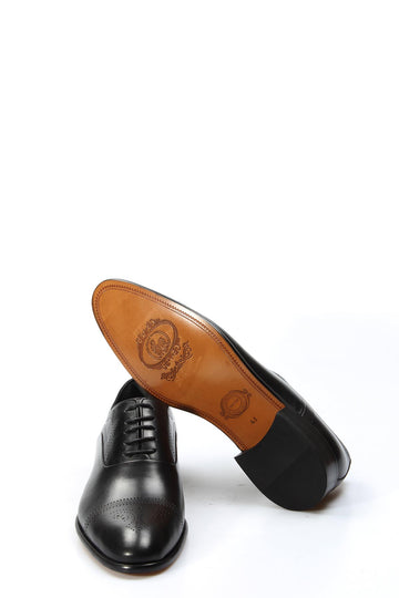 Chaussures habillées Oxford noires pour hommes avec détails richelieu - Wessi