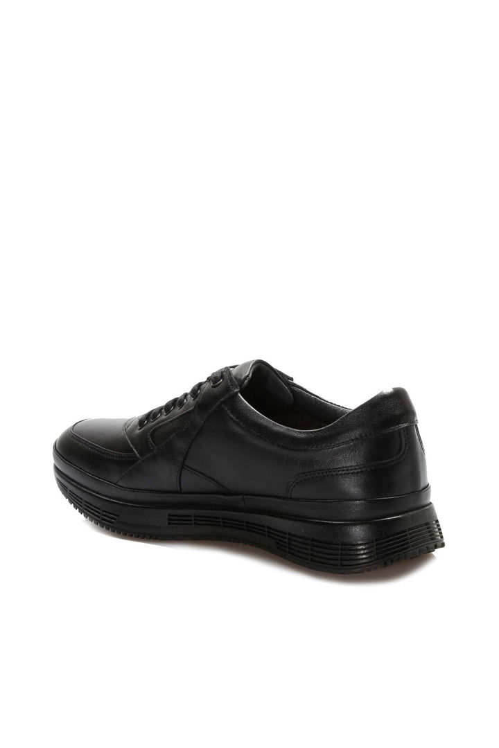 Men's Black Leather Sneakers with Cushioned Sole and Fur Lining - Wessi