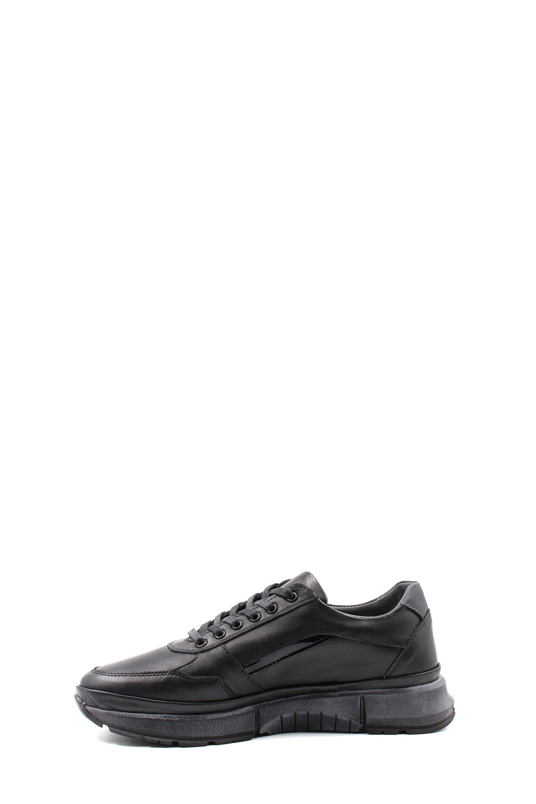 Men's Black Leather Sneakers with Side Zipper and Warm Fur Lining - Wessi