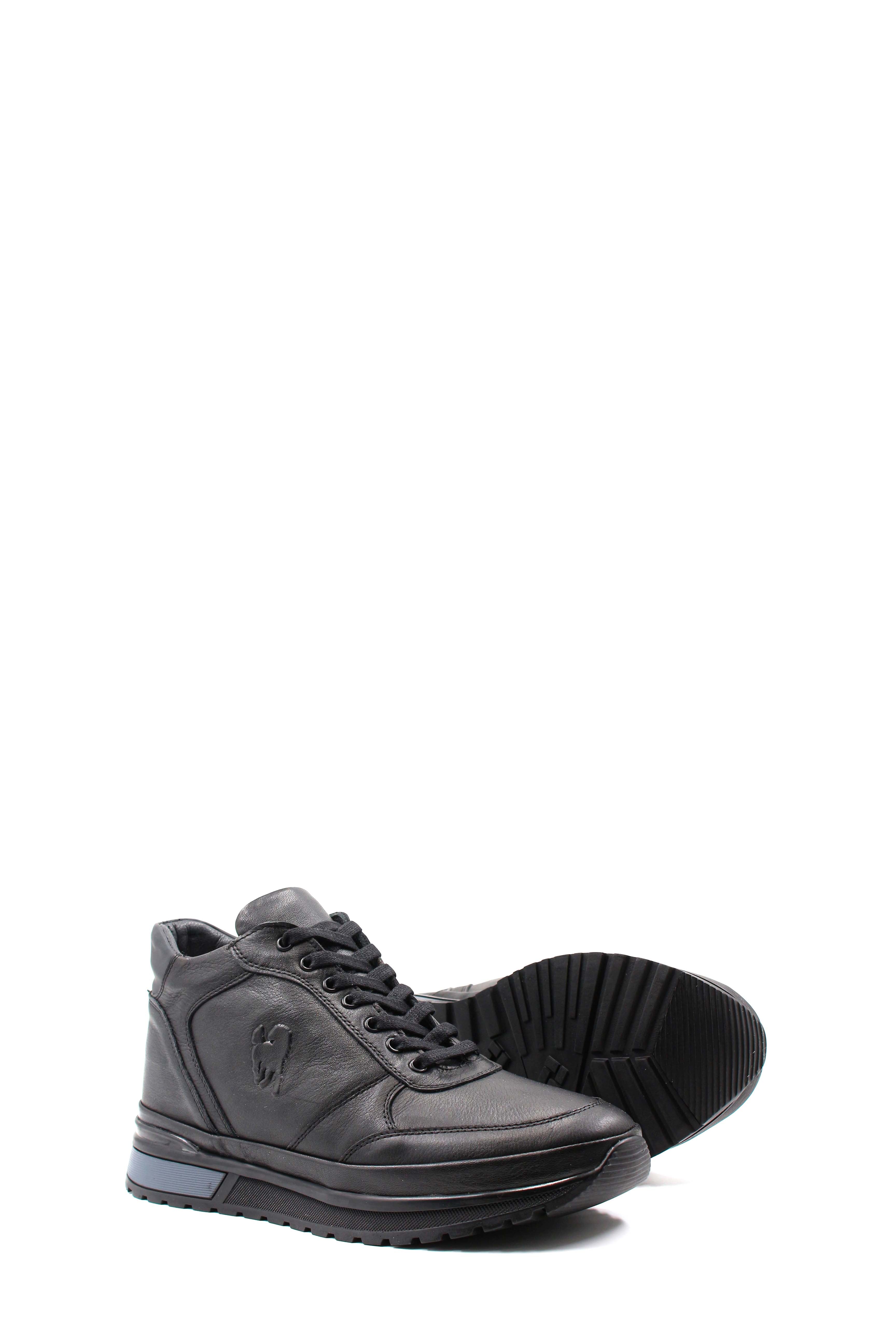 シューズ(男性用) ENCORE ZIP High cut Sneaker Men's Black Leather High-Top Sneakers with Zip Closure and