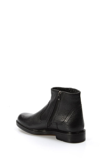 Bottines pour hommes en cuir noir avec fermeture éclair latérale - Wessi