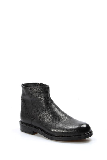 Bottines pour hommes en cuir noir avec fermeture éclair latérale - Wessi