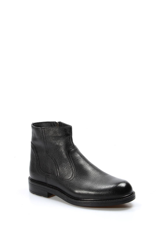 Bottines pour hommes en cuir noir avec fermeture éclair latérale - Wessi