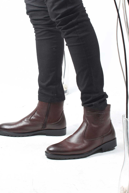 Коричневые кожаные ботильоны на молнии Wessi