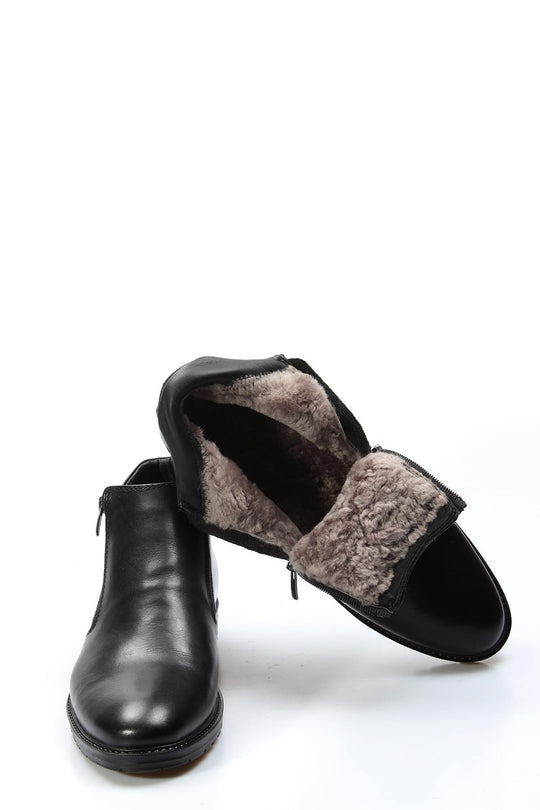 Мужские черные кожаные ботильоны с боковой молнией - Wessi