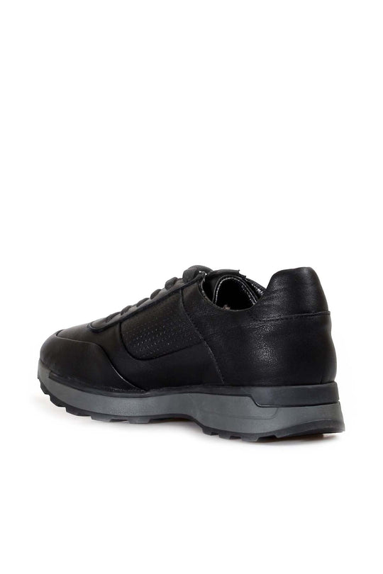 Baskets décontractées en cuir noir pour hommes avec semelle grise et doublure en fourrure - Wessi