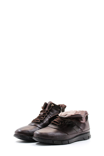 Мужские коричневые кожаные высокие ботинки на мягкой подошве - Wessi