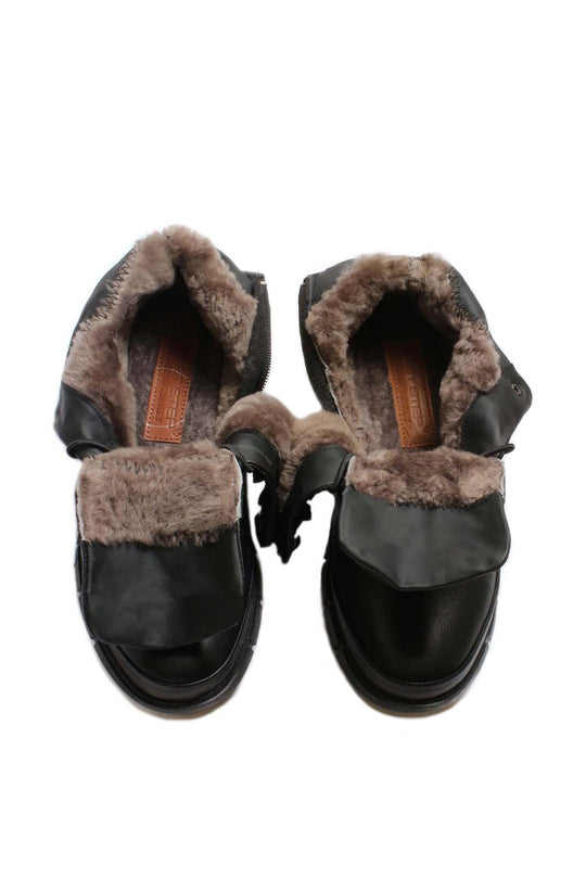 Мужские черные кожаные ботинки на меховой подкладке на прочной подошве со шнуровкой Wessi