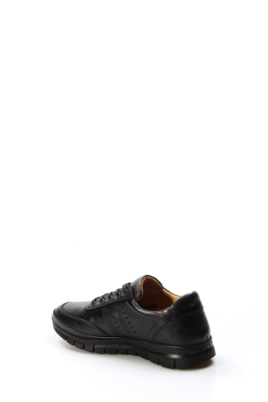 Men's Black Perforated Leather Sneakers with Cushioned Sole - Wessi