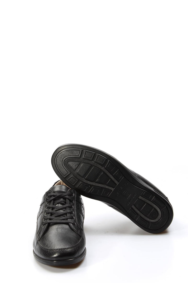 Men's Classic Black Leather Casual Lace-Up Shoes - Wessi