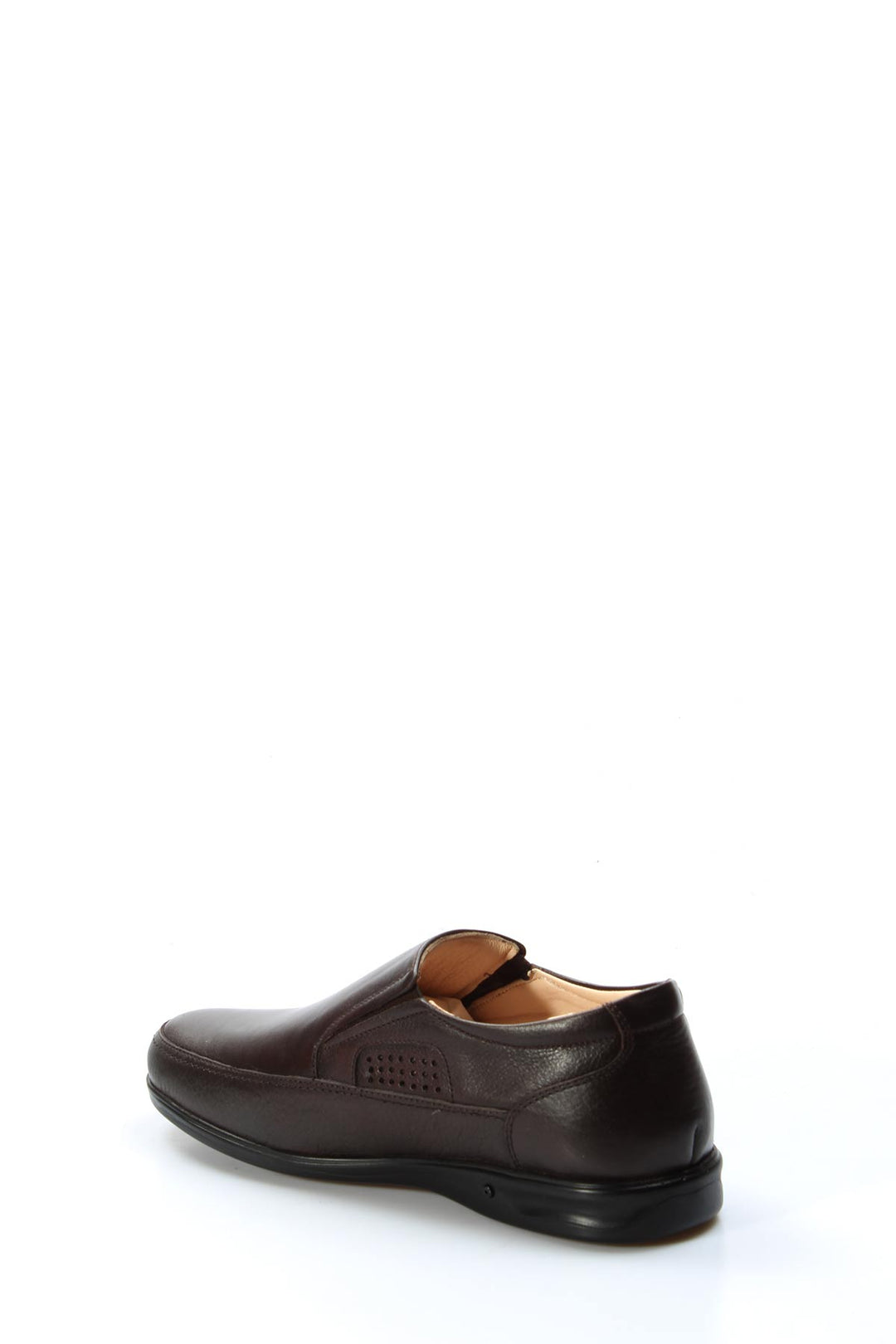 Men's Brown Leather Slip-On Loafers with Perforated Detailing - Wessi