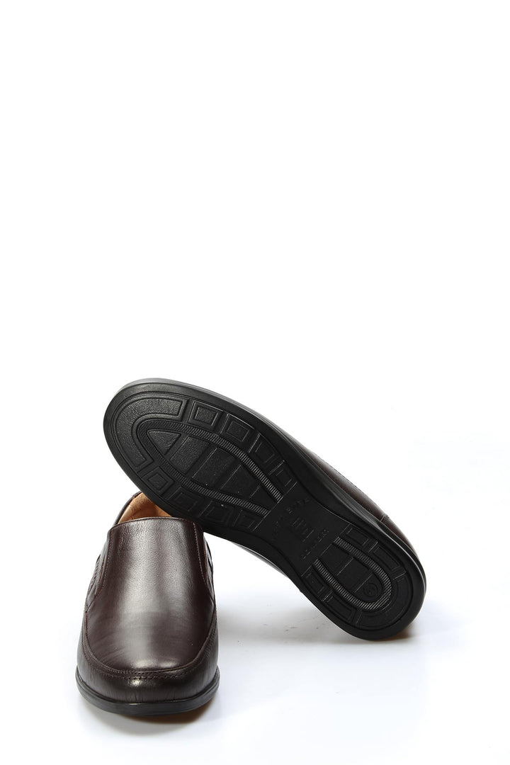 Men's Brown Leather Slip-On Loafers with Perforated Detailing - Wessi