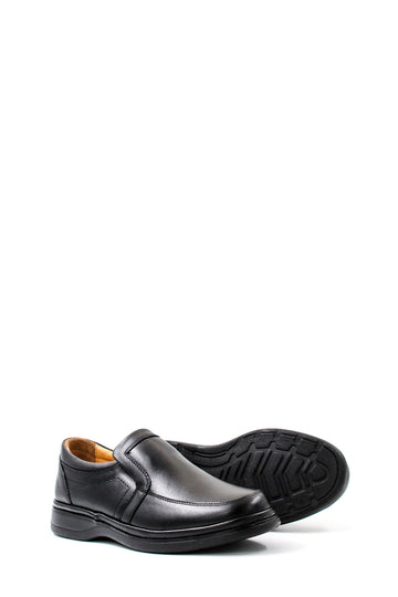 Scarpe slip-on comfort da uomo in pelle nera-Wessi