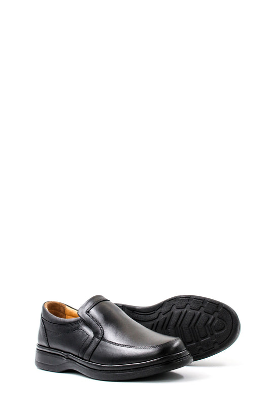 Scarpe slip-on comfort da uomo in pelle nera-Wessi