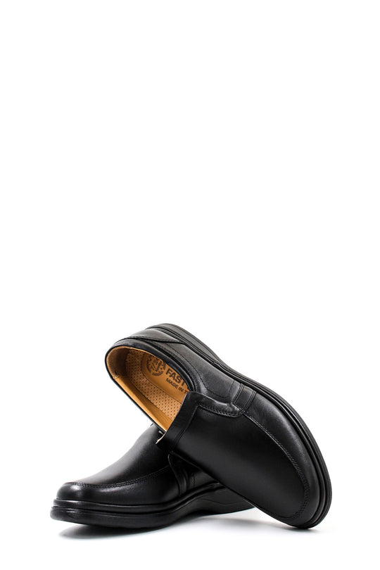 Scarpe slip-on comfort da uomo in pelle nera-Wessi