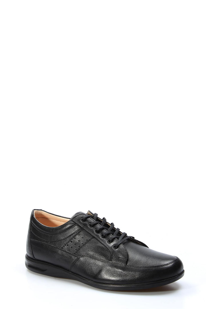 Black Casual Leather Lace-Up-Wessi