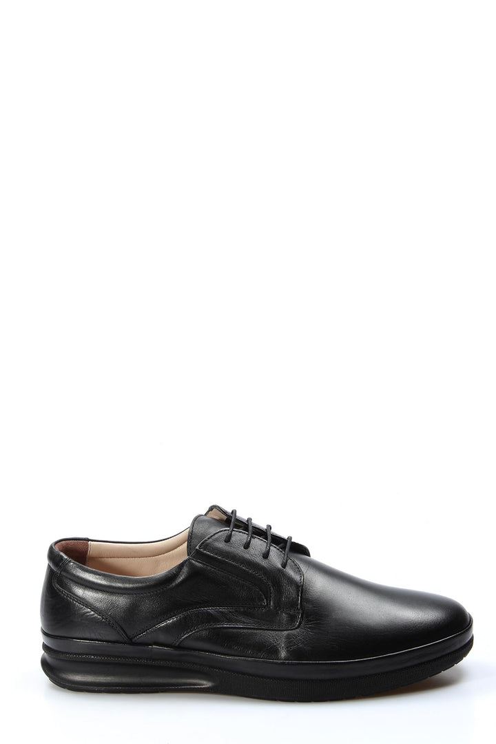 Black Leather Comfort Lace-Up Shoes-Wessi