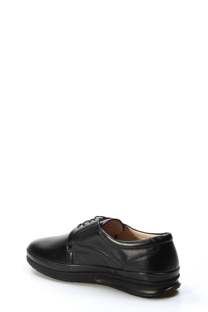 Black Leather Comfort Lace-Up Shoes-Wessi