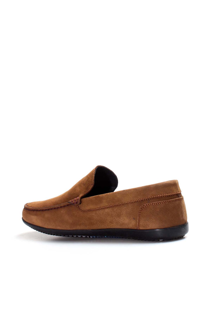 Tan Suede Loafers with Accent Stitching-Wessi
